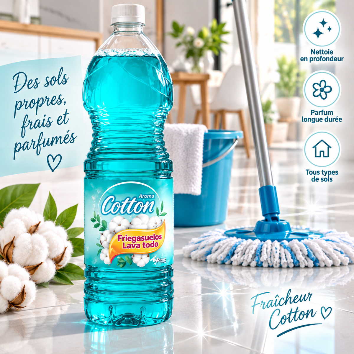 Nettoyant sols Aroma Cotton – Fraîcheur Coton 🩵