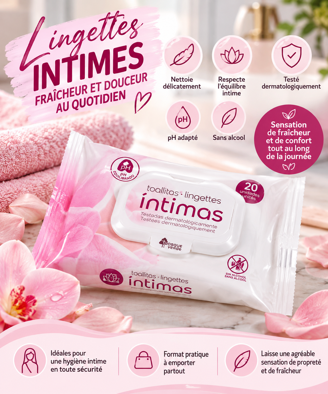 🌸 Lingettes Intimes Deliplus – 25 lingettes