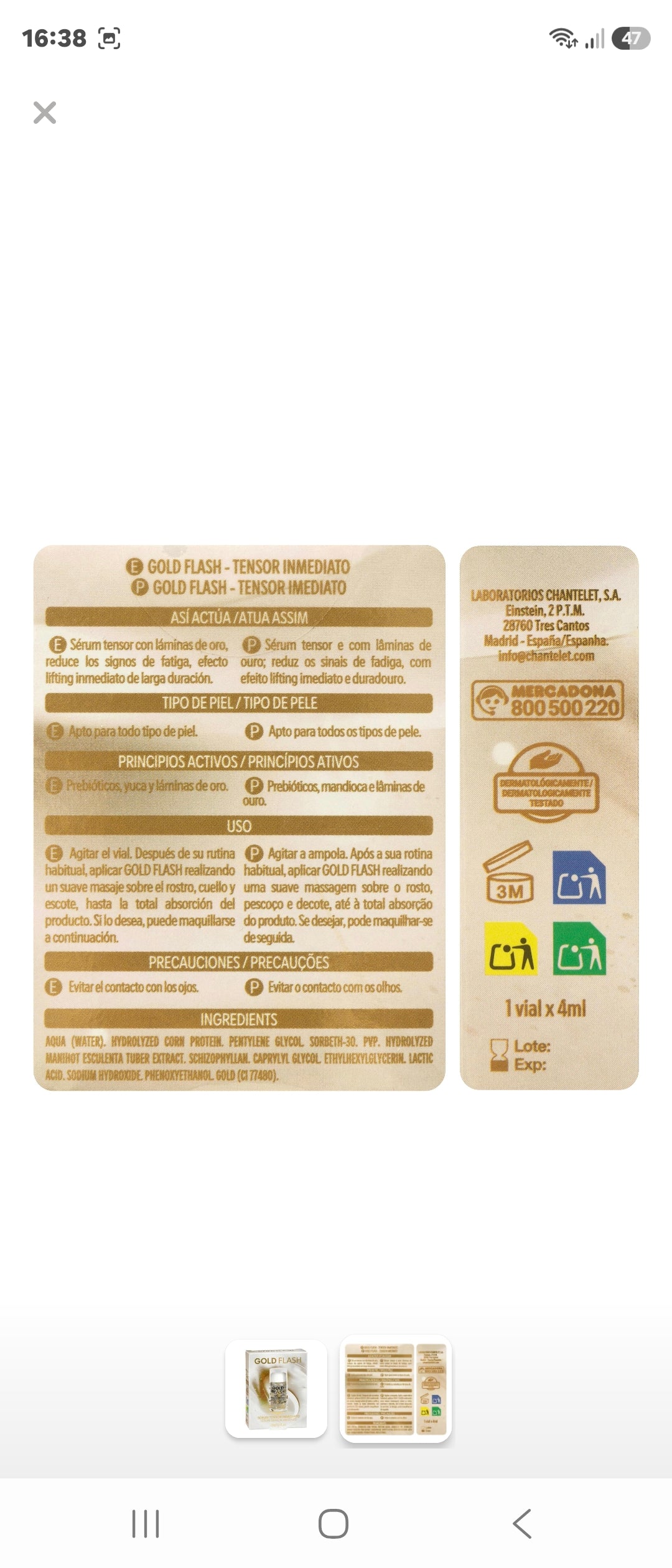 GOLD FLASH – Sérum Tenseur Immédiat