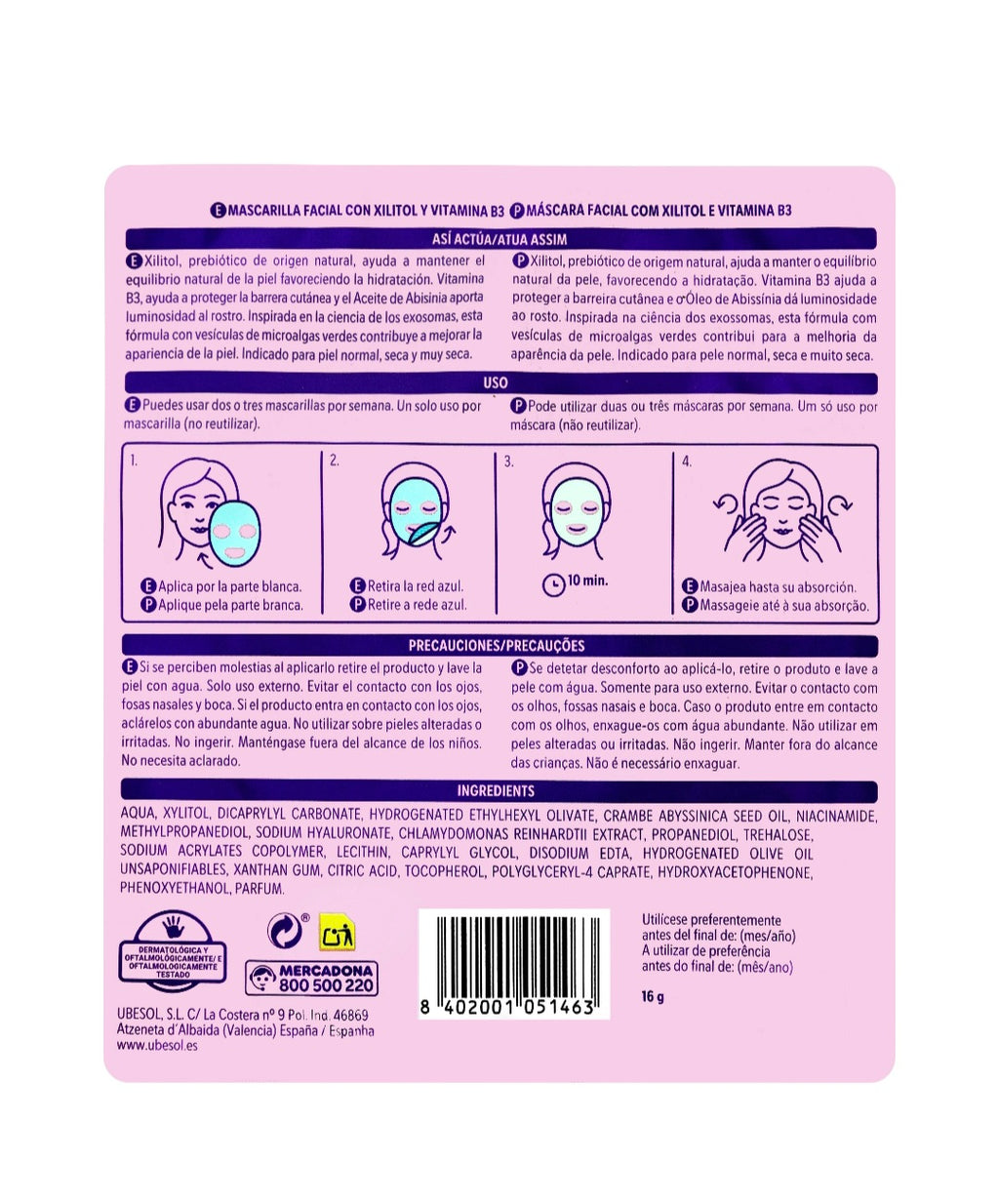 Masque visage Exosome – Vitamine B3