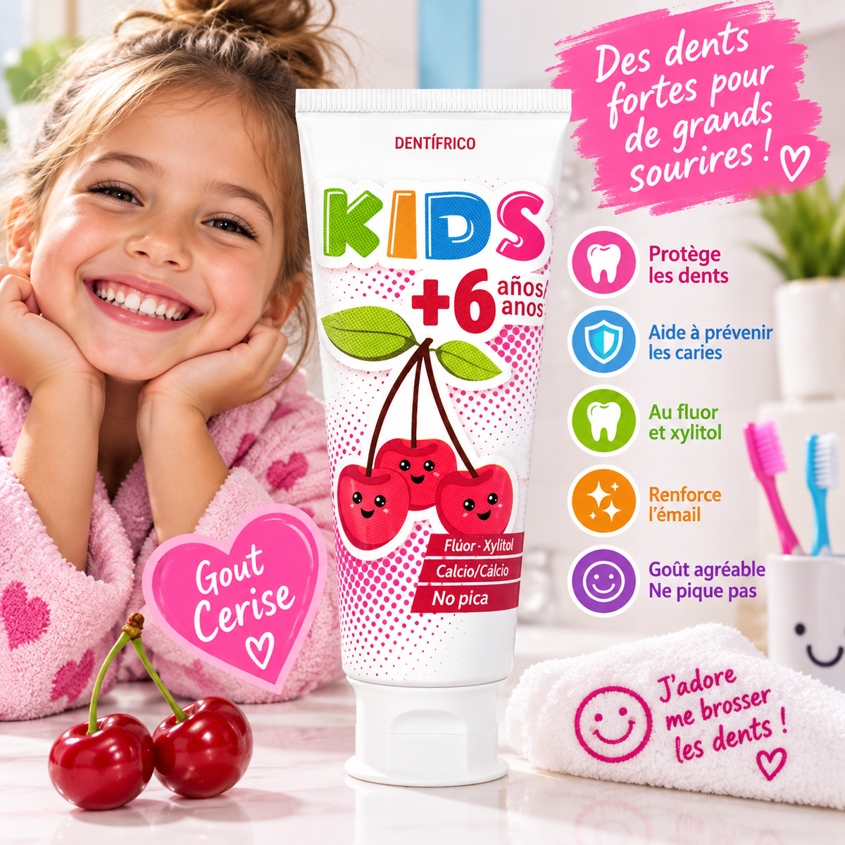 Dentifrice KIDS +6 ans – Goût Cerise 🍒