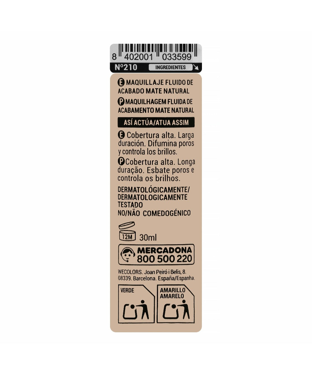 Fond de Teint Liquide MATE Long Lasting – 210