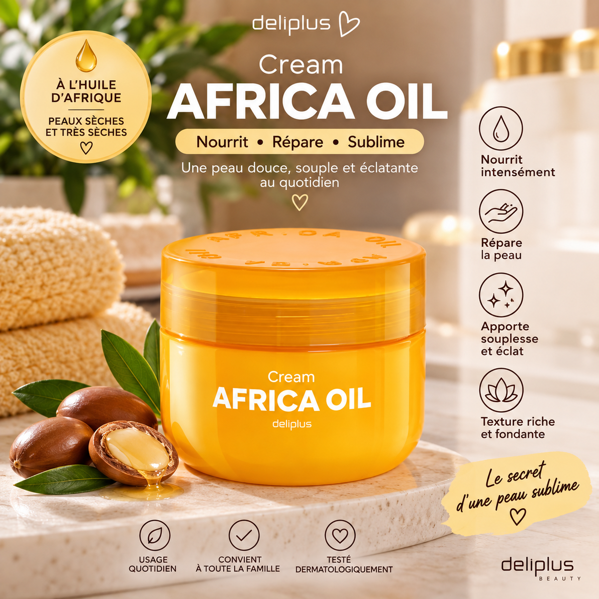 Crème Africa Oil Deliplus – Soin nourrissant corps