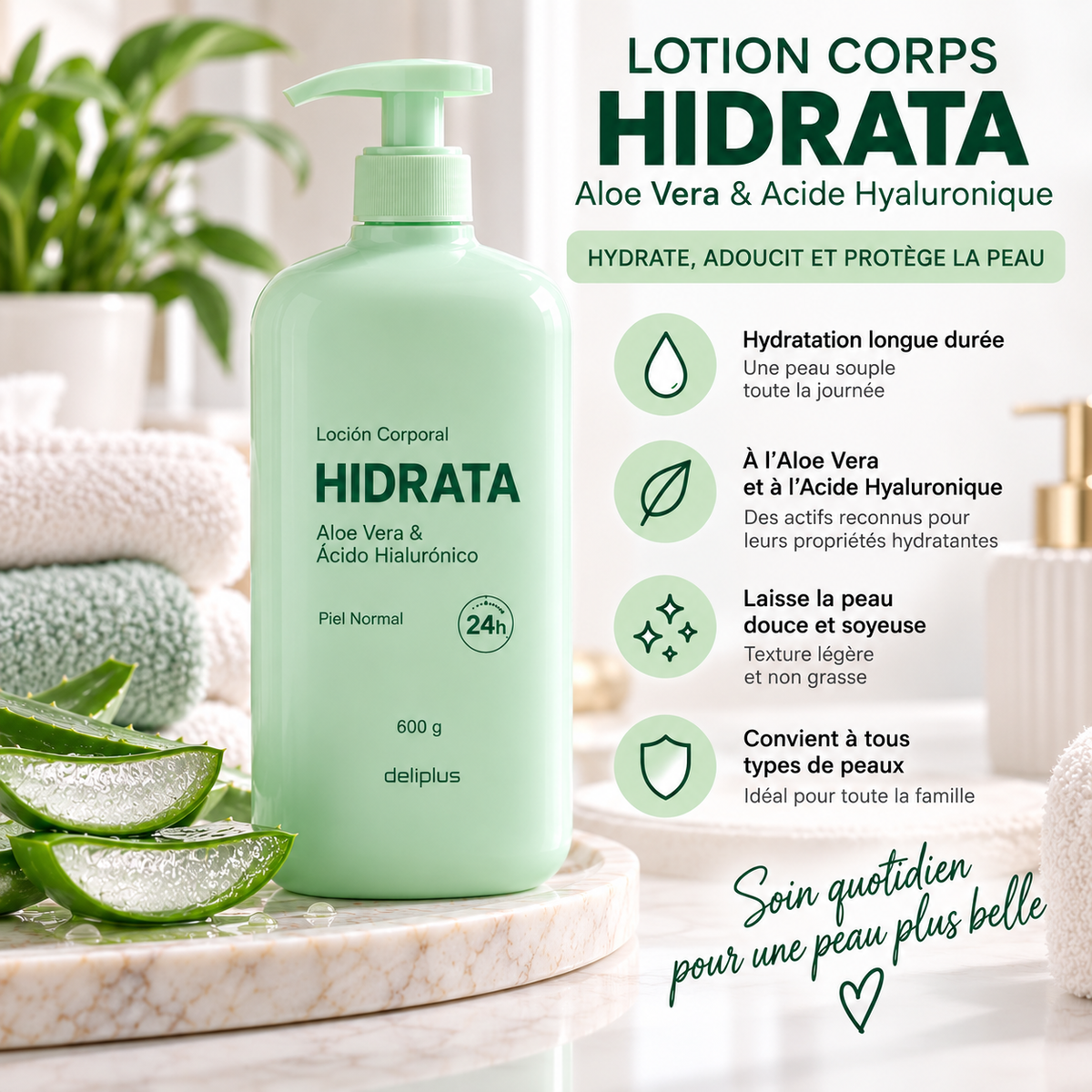 Lotion Corps HIDRATA – Aloe Vera & Acide Hyaluronique