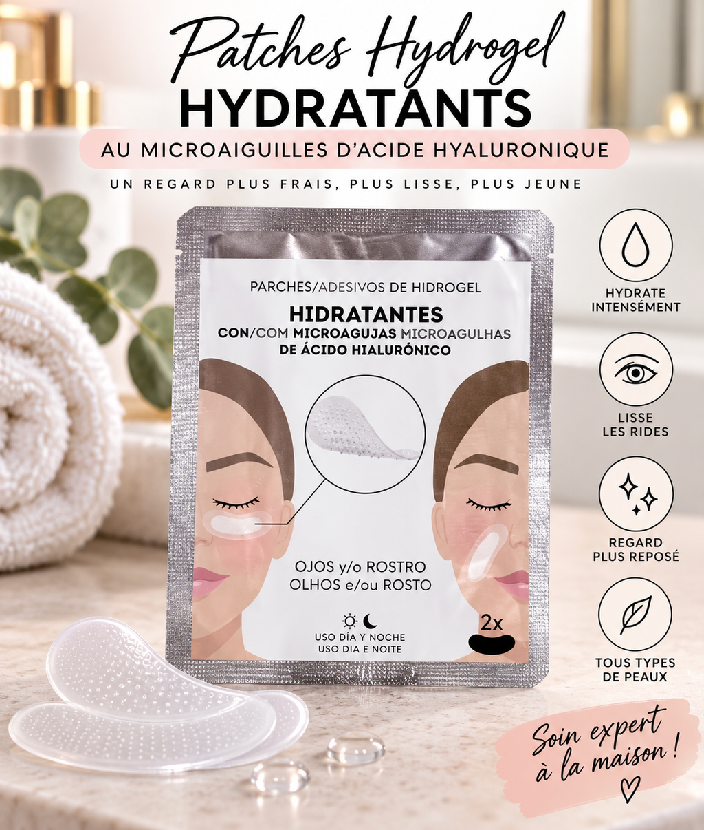 Patchs Hydrogel Hydratants aux Microaiguilles d’Acide Hyaluronique