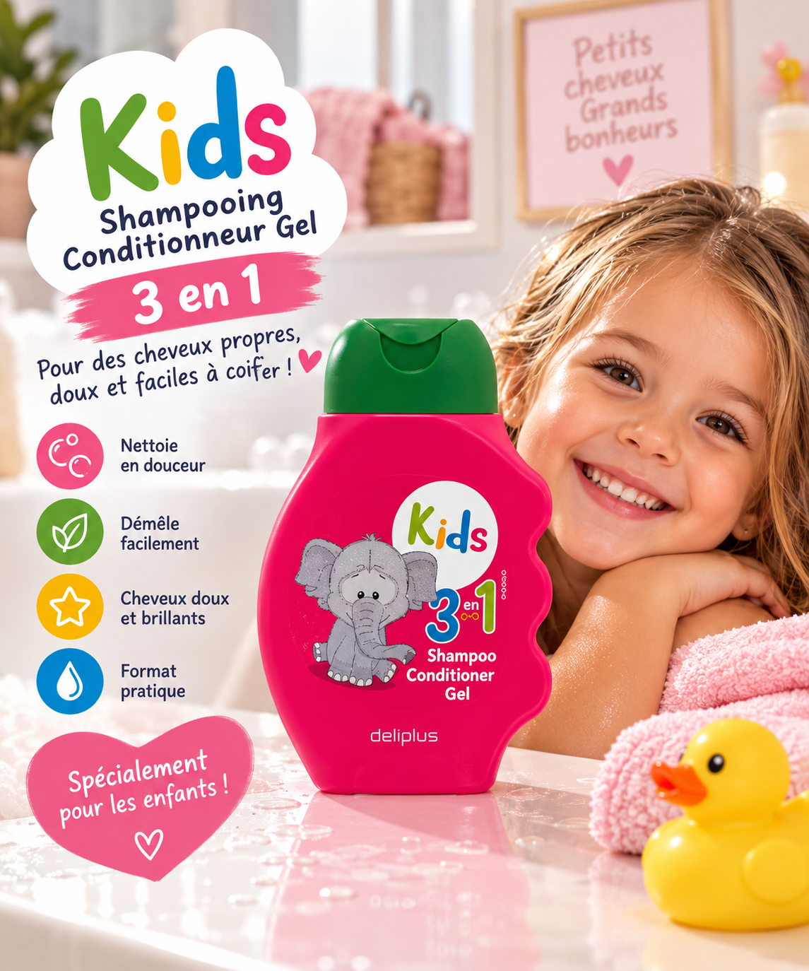 Kids 3 en 1 – Shampooing, Après-shampooing & Gel